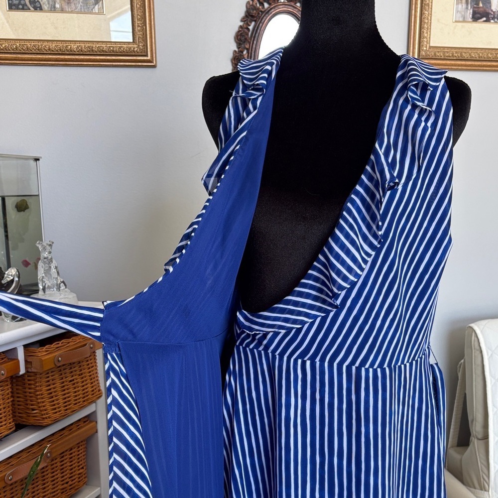 Lauren Ralph Lauren Striped Asymmetrical Dress in Blue and White - Picture 5 of 9